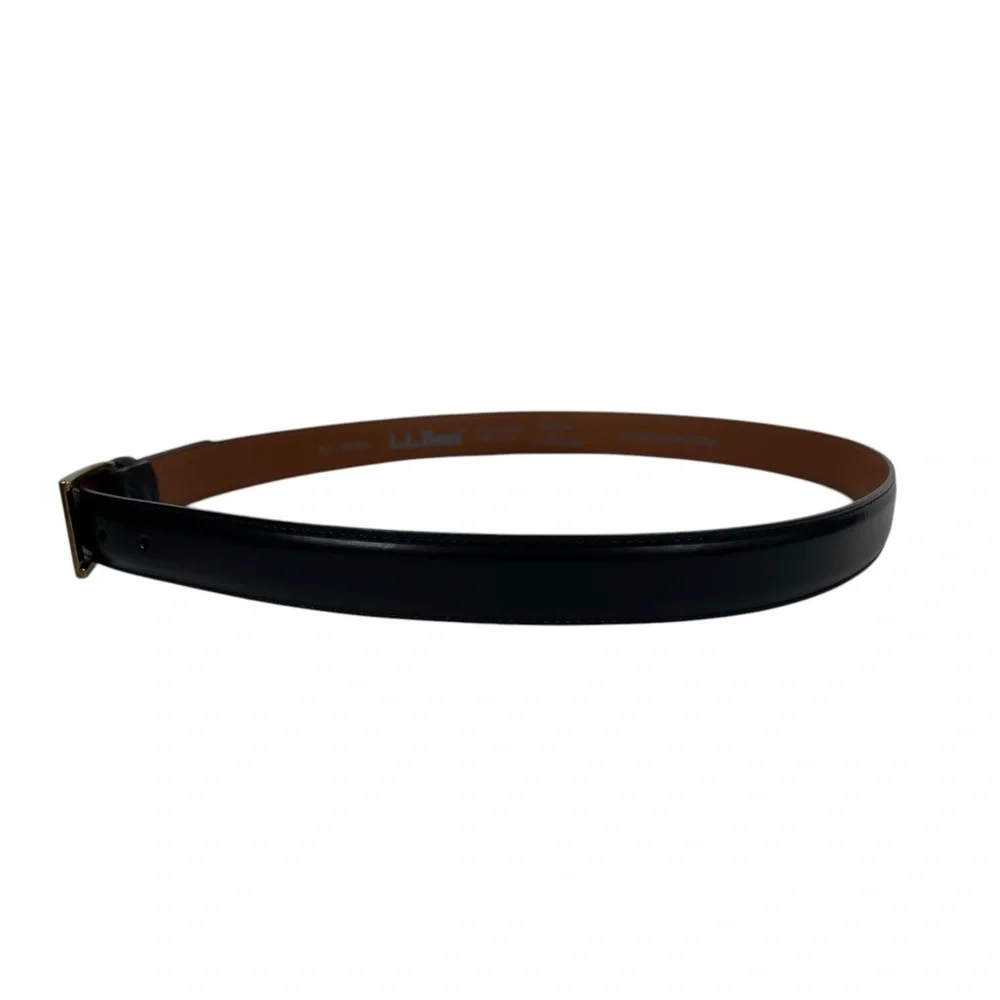 L.L. Bean Black Full Grain Leather Made In USA Belt Mens Size 38 Casual EUC - Picture 3 of 12